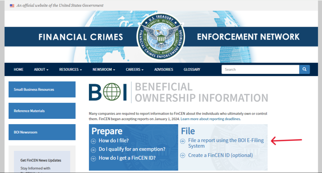 Beneficial Ownership Information Report -FinCen.gov