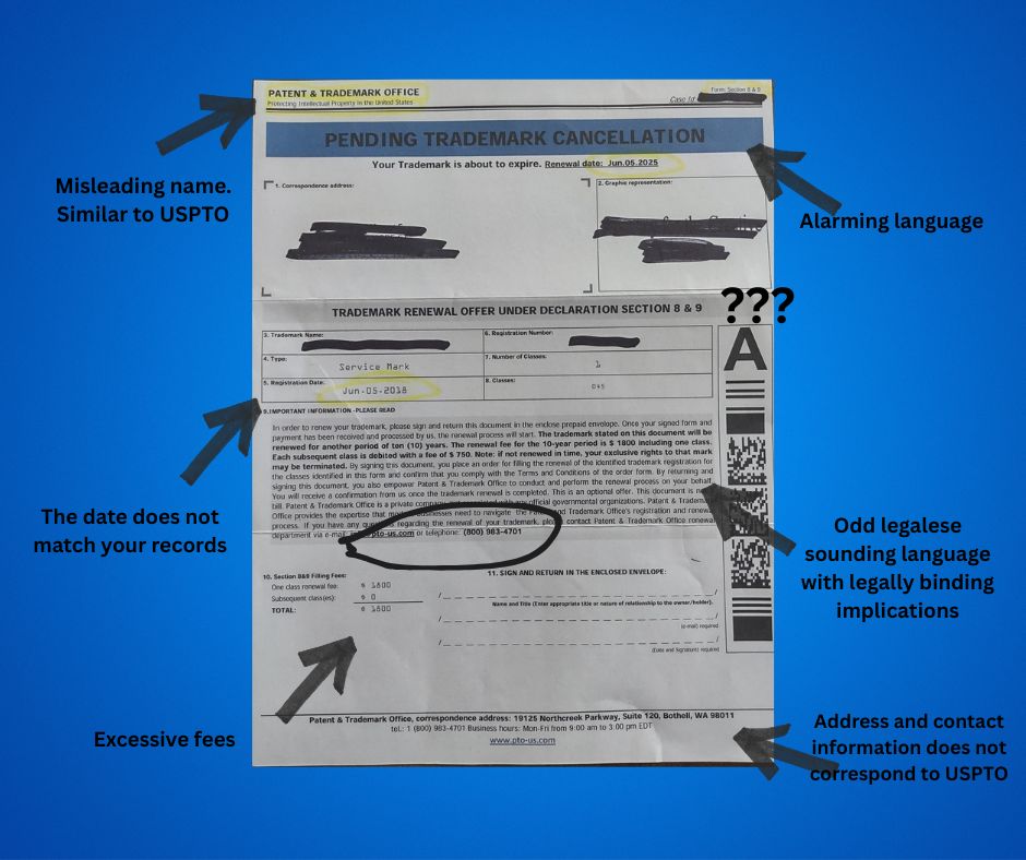 trademark fraud letter
